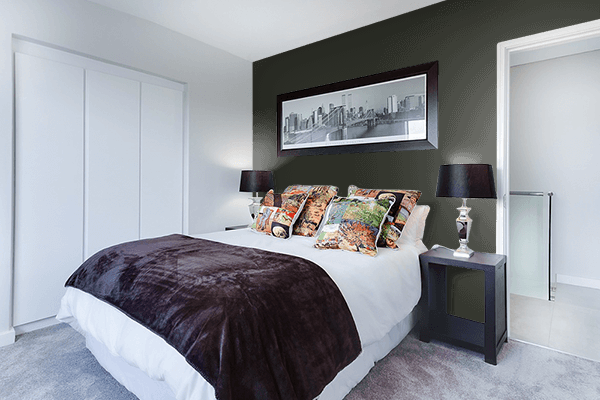 Pretty Photo frame on Leopard Black color Bedroom interior wall color