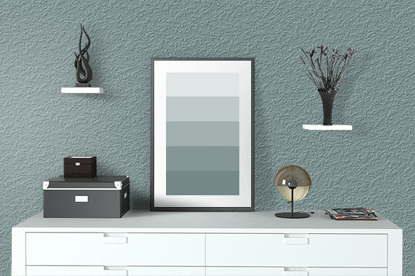 Pretty Photo frame on North Cape Grey color drawing room interior textured wall