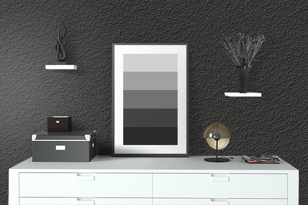 Pretty Photo frame on Army Black color drawing room interior textured wall