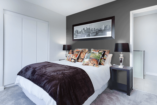 Pretty Photo frame on Neutral Dark Gray color Bedroom interior wall color