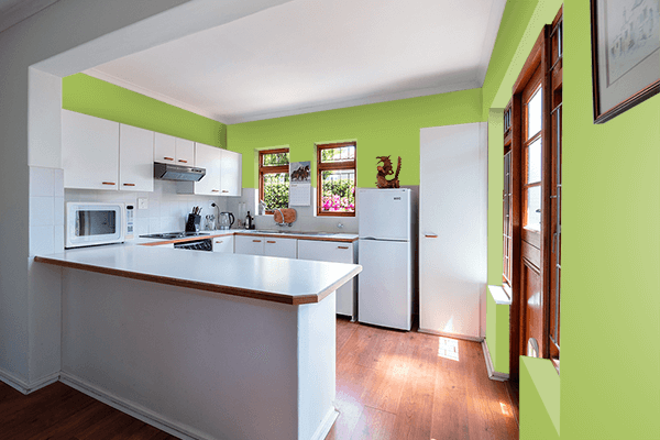 Pretty Photo frame on Bok Choy Green color kitchen interior wall color