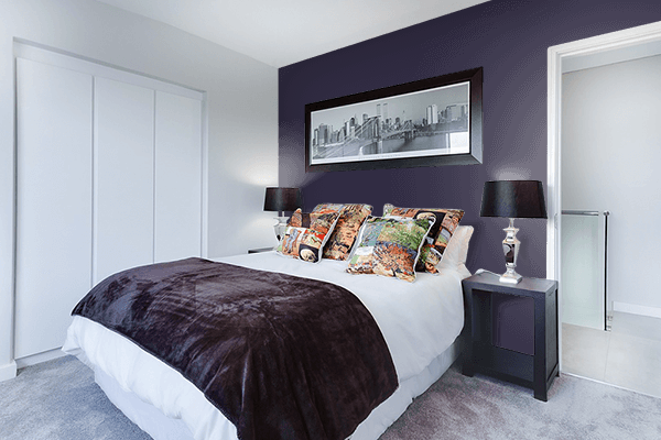 Pretty Photo frame on Viola Black color Bedroom interior wall color