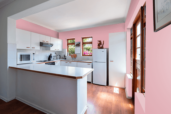 Pretty Photo frame on Rouge Pink color kitchen interior wall color
