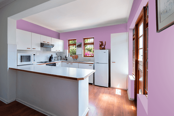 Pretty Photo frame on Purplish color kitchen interior wall color