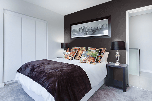 Pretty Photo frame on Black Stone color Bedroom interior wall color