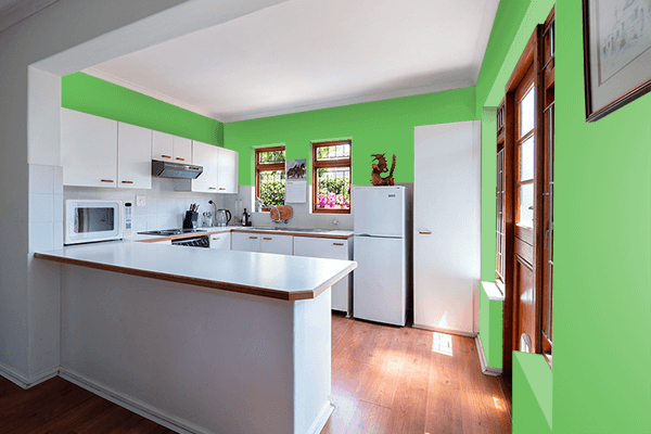 Pretty Photo frame on Drop Green color kitchen interior wall color