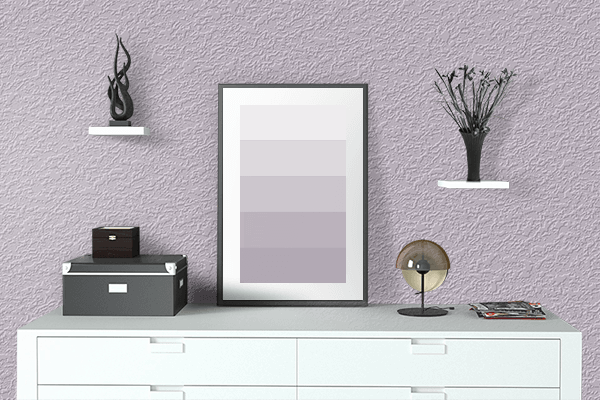 Pretty Photo frame on Amethyst Light Violet color drawing room interior textured wall