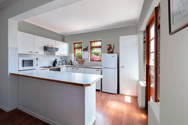 Pretty Photo frame on Pretty Gray color kitchen interior wall color