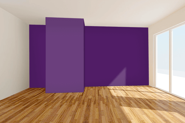 Pretty Photo frame on Elegant Purple color Living room wal color