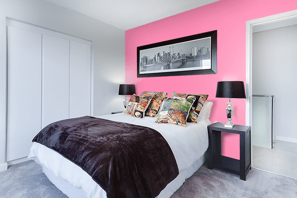 Pretty Photo frame on True Pink color Bedroom interior wall color