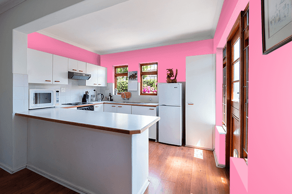 Pretty Photo frame on True Pink color kitchen interior wall color