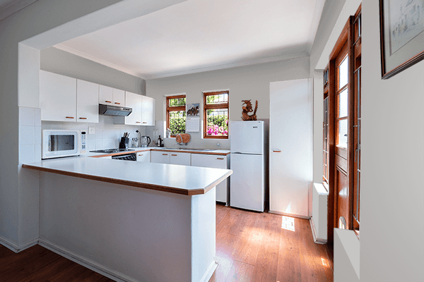 Pretty Photo frame on Subtle Gray color kitchen interior wall color