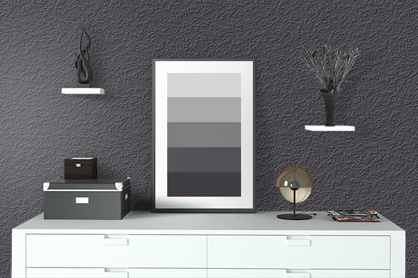 Pretty Photo frame on Night Black color drawing room interior textured wall