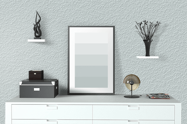 Pretty Photo frame on Cold Soft Blue color drawing room interior textured wall