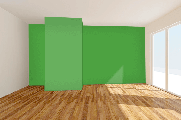 Pretty Photo frame on Oregano Green color Living room wal color