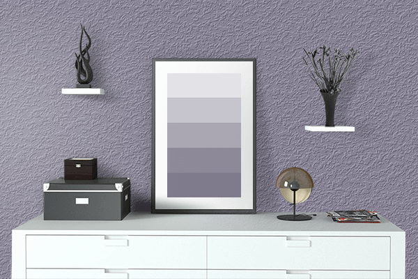 Pretty Photo frame on Washed Out Purple color drawing room interior textured wall
