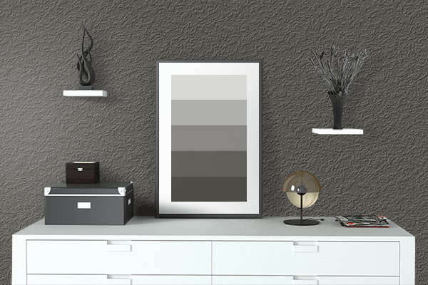 Pretty Photo frame on Volcanic Stone Green color drawing room interior textured wall