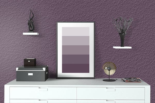 Pretty Photo frame on Mexican Purple color drawing room interior textured wall