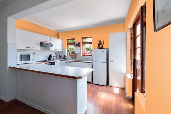 Pretty Photo frame on Pretty Orange color kitchen interior wall color