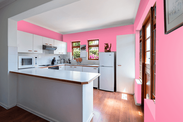 Pretty Photo frame on Tickle Me Pink color kitchen interior wall color