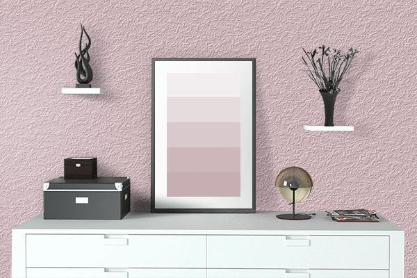Pretty Photo frame on Subtle Pink color drawing room interior textured wall