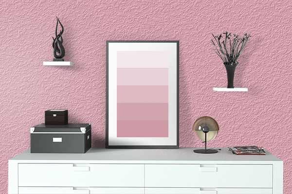 Pretty Photo frame on Bubblegum color drawing room interior textured wall