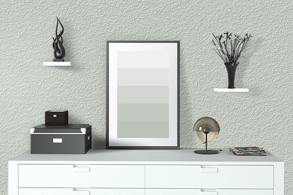 Pretty Photo frame on Mineral White color drawing room interior textured wall