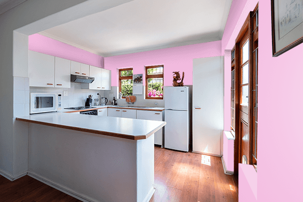 Pretty Photo frame on Sweet Pink color kitchen interior wall color