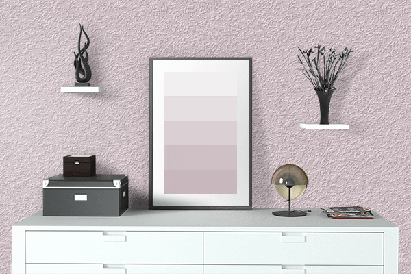 Pretty Photo frame on Very Soft Pink color drawing room interior textured wall