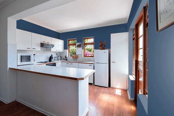 Pretty Photo frame on Dark Blue (RAL Design) color kitchen interior wall color
