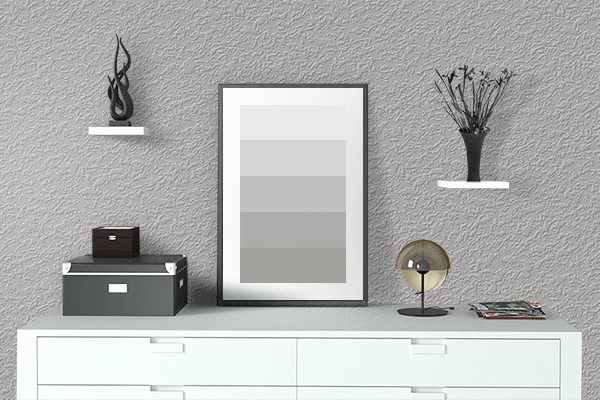 Pretty Photo frame on Burnt Steel color drawing room interior textured wall