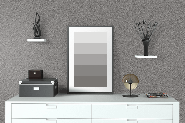 Pretty Photo frame on Versatile Gray color drawing room interior textured wall