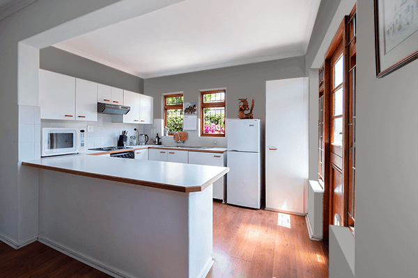 Pretty Photo frame on Versatile Gray color kitchen interior wall color