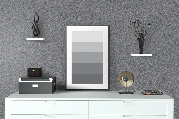 Pretty Photo frame on Space Gray color drawing room interior textured wall