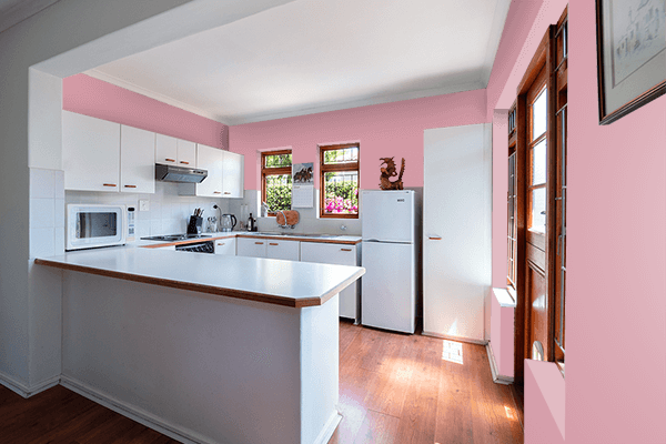 Pretty Photo frame on Retro Pink color kitchen interior wall color