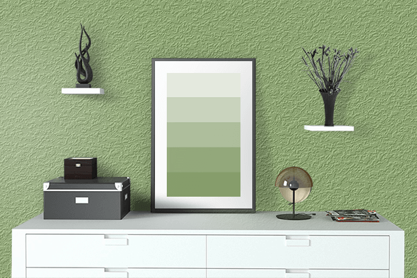 Pretty Photo frame on Bonsai color drawing room interior textured wall