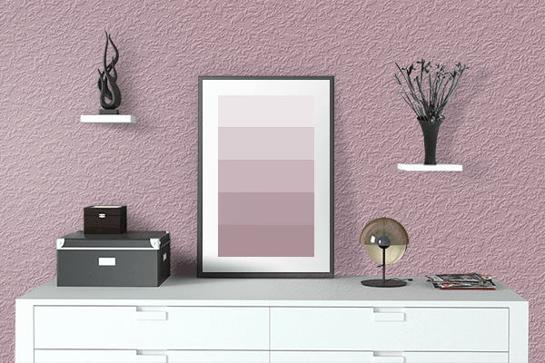 Pretty Photo frame on Neutral Rose color drawing room interior textured wall