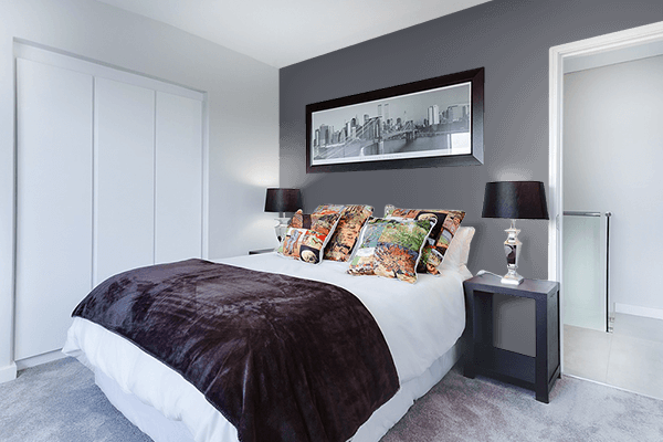 Pretty Photo frame on Gallery Grey color Bedroom interior wall color
