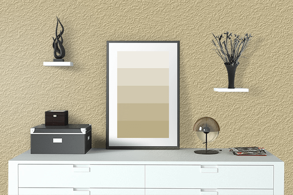 Pretty Photo frame on Pale Gold Shimmer color drawing room interior textured wall