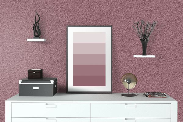 Pretty Photo frame on Matte Carmine color drawing room interior textured wall