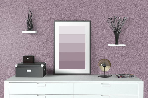 Pretty Photo frame on Evening Pink color drawing room interior textured wall