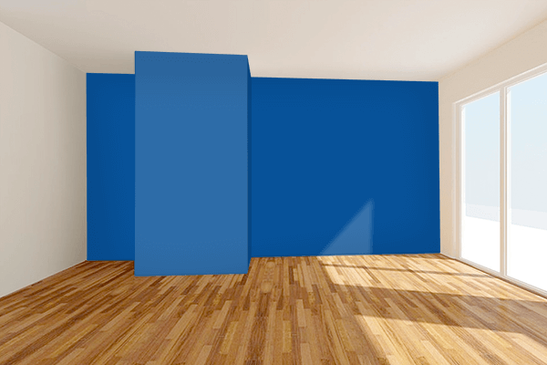 Pretty Photo frame on Tekhelet Blue color Living room wal color