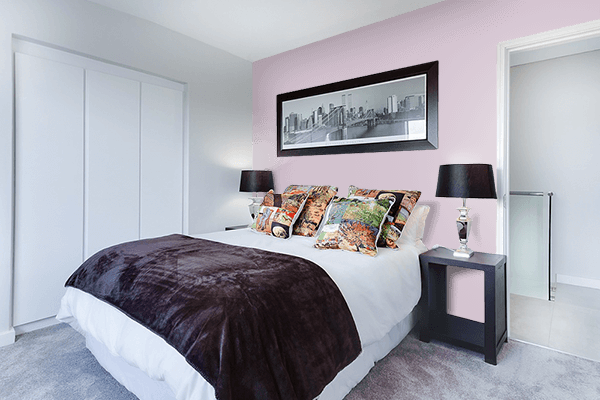 Pretty Photo frame on Purple White color Bedroom interior wall color