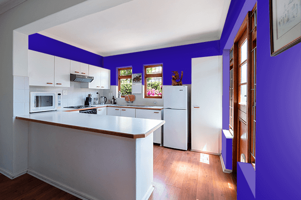 Pretty Photo frame on Fantasy Blue color kitchen interior wall color