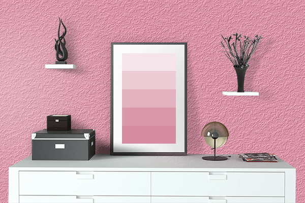 Pretty Photo frame on Pink Edge color drawing room interior textured wall