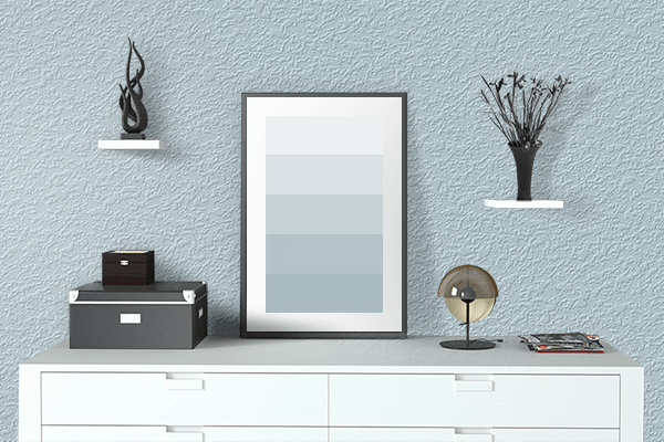Pretty Photo frame on Air Blue (RAL Design) color drawing room interior textured wall