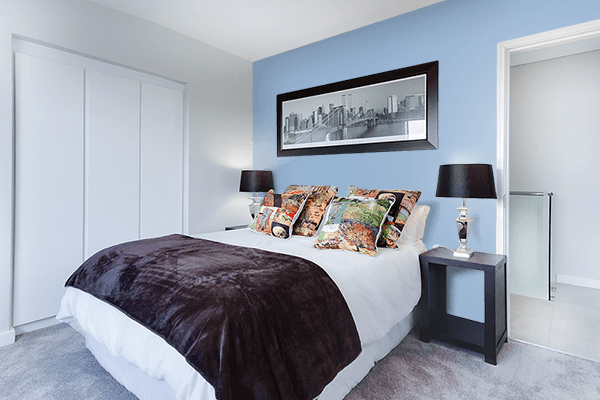 Pretty Photo frame on Powder Blue (Pantone) color Bedroom interior wall color