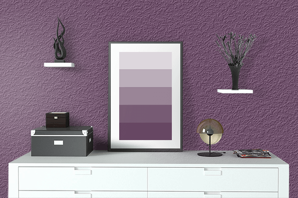 Pretty Photo frame on Purple Passion (Pantone) color drawing room interior textured wall