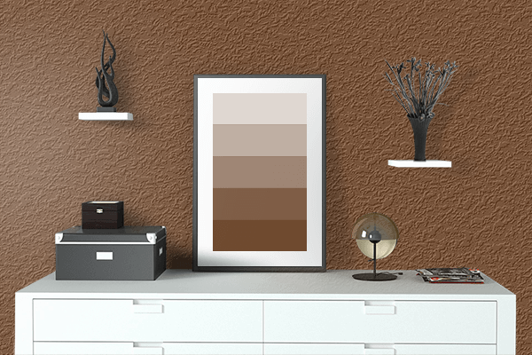 Pretty Photo frame on Brown Suede color drawing room interior textured wall