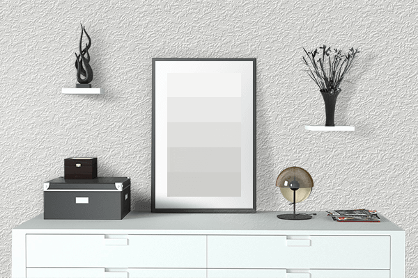 Pretty Photo frame on Diamond White color drawing room interior textured wall